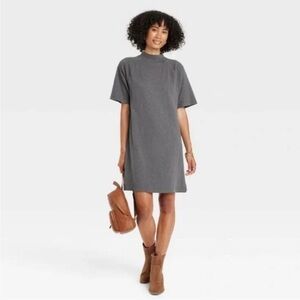 Universal Thread NWT Women's L Charcoal Gray Elbow Sleeve Knit T-Shirt Dress